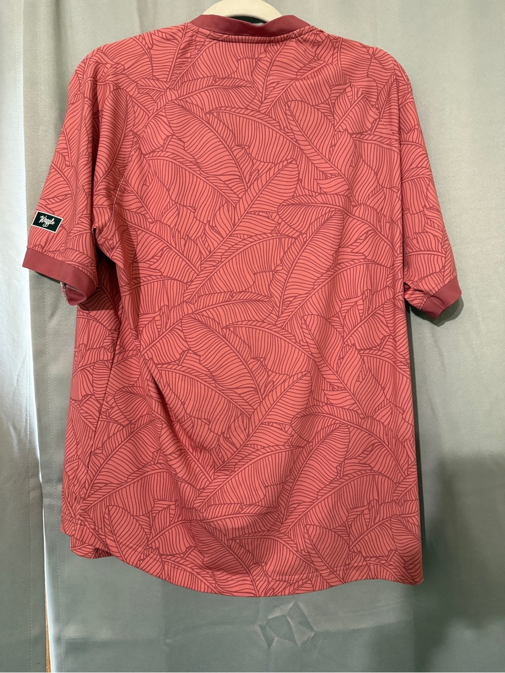 Waggle Men’s Coral Leaf-Print Polo - Picture 2 of 2